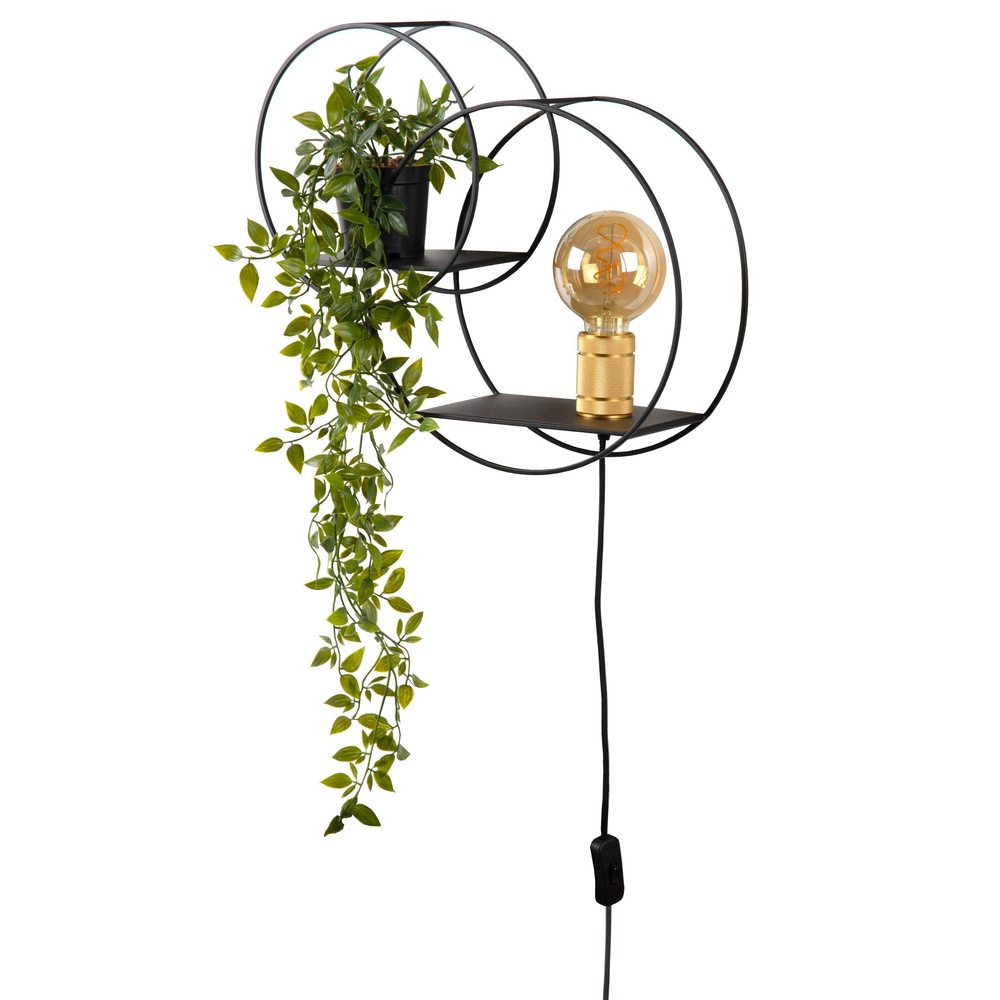 Lucide Unieke wandlampCircle zwart met schapjes - 21225/01/30